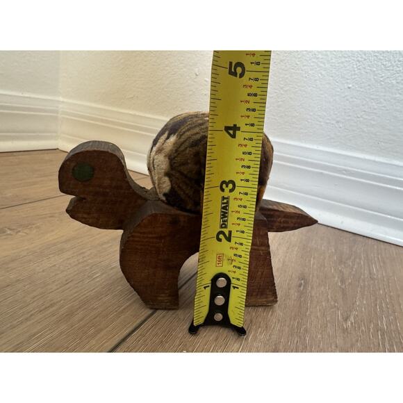 Vintage Wooden Turtle Floral Velvet Pin Cushion MCM 70's Kitschy Handmade Retro - Picture 7 of 11